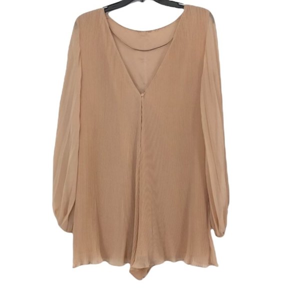 Zara Pants - NWT Zara peach pleated parachute sheer sleeve Romper size small